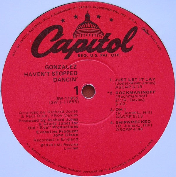 Gonzalez - Haven't Stopped Dancin' (Vinyl, LP, Album) Very Good (VG) / Good Plus (G+)