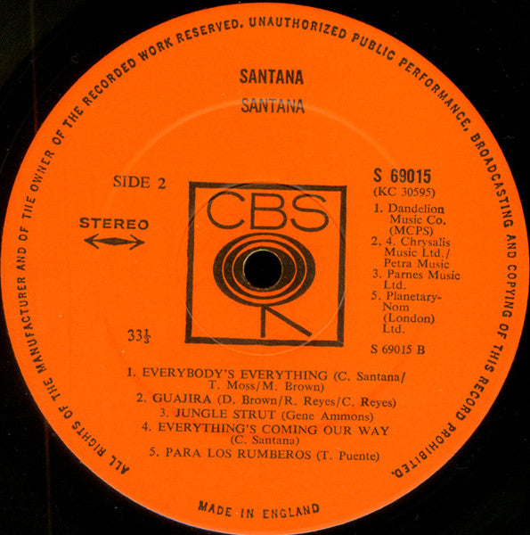 Santana - Santana (Vinyl, LP, Album, Stereo) Very Good (VG) / Very Good (VG)