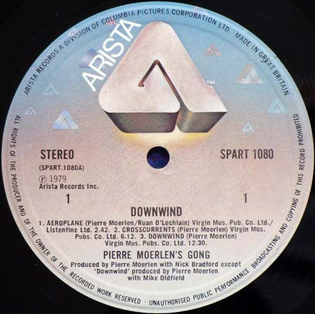 Pierre Moerlen's Gong - Downwind (Vinyl, LP, Album, Stereo) Very Good (VG) / Very Good Plus (VG+)