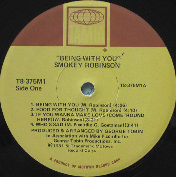 Smokey Robinson - Being With You (Vinyl, LP, Album, Stereo) Very Good (VG) / Good Plus (G+)