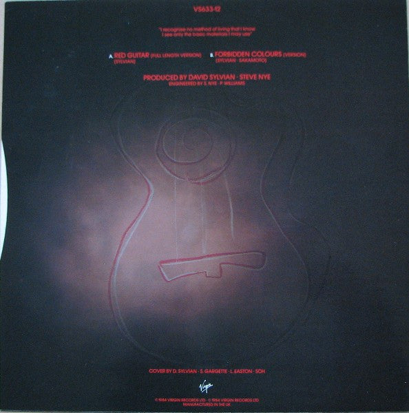 David Sylvian - Red Guitar (Vinyl, 12", 45 RPM, Single, Stereo) Very Good (VG) / Very Good (VG)