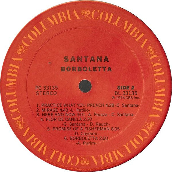 Santana - Borboletta (Vinyl, LP, Album, Misprint) Very Good (VG) / Very Good (VG)
