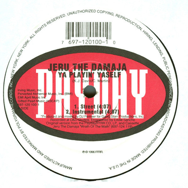 Jeru The Damaja - Ya Playin' Yaself (Vinyl, 12", 33 ⅓ RPM) Mint (M) / Mint (M)