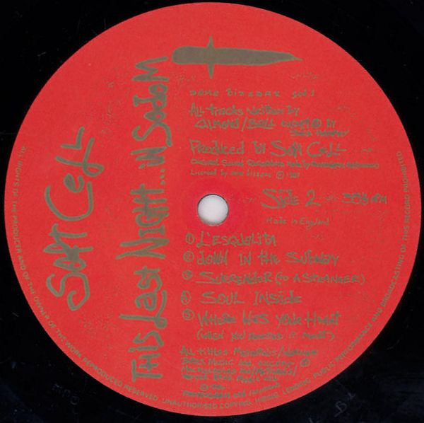 Soft Cell - This Last Night In Sodom (Vinyl, LP, Album, Reissue) Very Good Plus (VG+) / Very Good Plus (VG+)