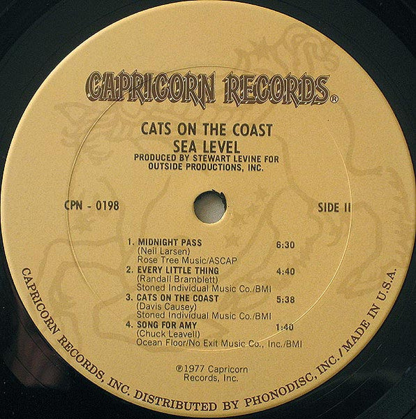 Sea Level - Cats On The Coast (Vinyl, LP, Album, Stereo) Very Good (VG) / Very Good (VG)