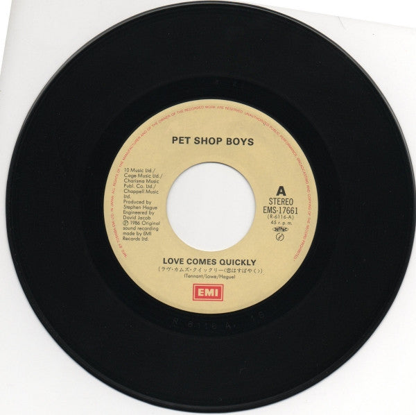 Pet Shop Boys - Love Comes Quickly (Vinyl, 7", 45 RPM, Single, Stereo) Very Good Plus (VG+) / Very Good (VG)