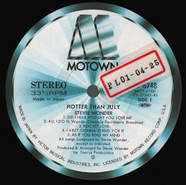 Stevie Wonder - Hotter Than July (Vinyl, LP, Album)