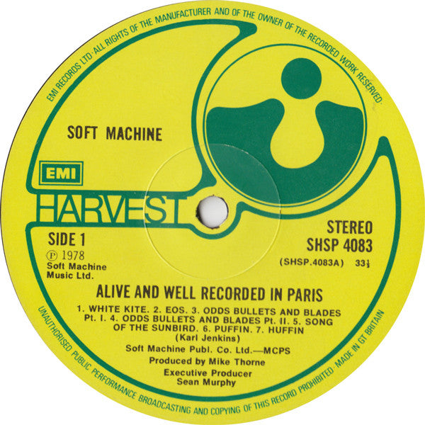Soft Machine - Alive And Well Recorded In Paris (Vinyl, LP, Album) Very Good (VG) / Good (G)