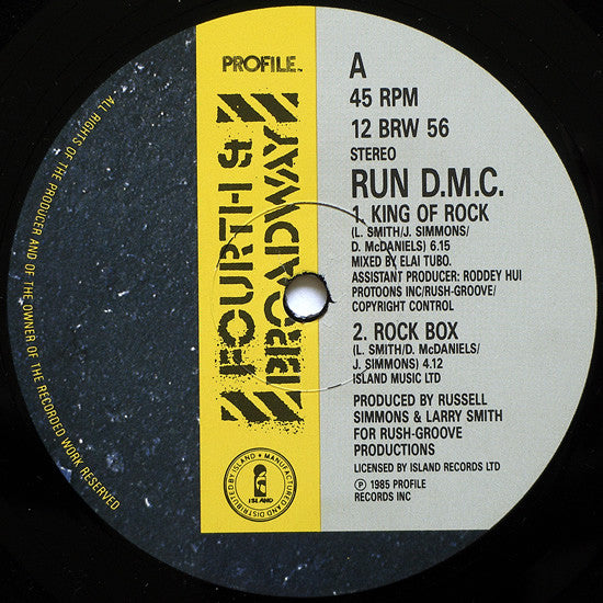 Run-DMC - King Of Rock (Vinyl, 12", 45 RPM, Reissue, Stereo) Very Good (VG) / Very Good Plus (VG+)