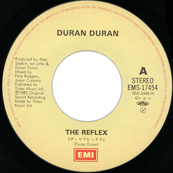Duran Duran - The Reflex = ザ・リフレックス (Vinyl, 7", 45 RPM, Single, Stereo) Very Good Plus (VG+) / Very Good Plus (VG+)