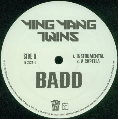 Ying Yang Twins - Badd (Vinyl, 12", 33 ⅓ RPM) Very Good Plus (VG+) / Very Good Plus (VG+)