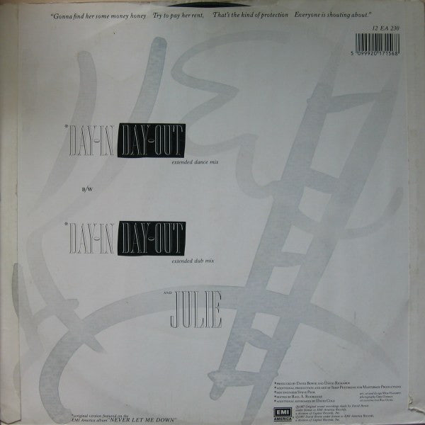 David Bowie - Day-In Day-Out (Extended Dance Mix) (Vinyl, 12", 45 RPM, Stereo) Good Plus (G+) / Very Good Plus (VG+)