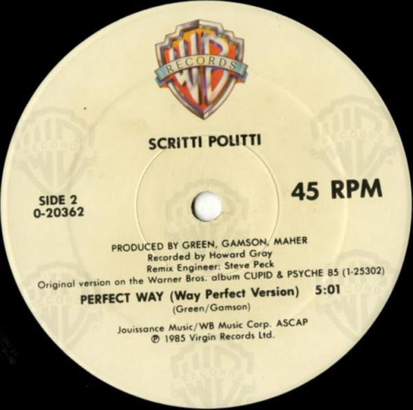 Scritti Politti - Perfect Way (Vinyl, 12", 45 RPM, Maxi-Single) Very Good Plus (VG+) / Very Good Plus (VG+)