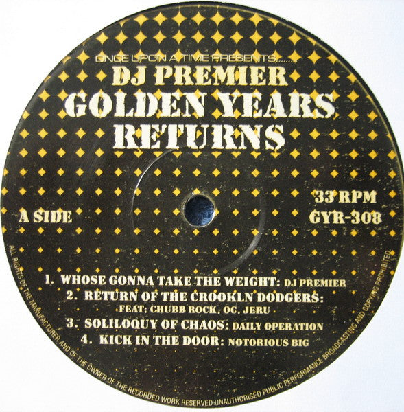 DJ Premier - Golden Years Returns (2xVinyl, LP, Compilation, Unofficial Release) Good Plus (G+) / Very Good (VG)