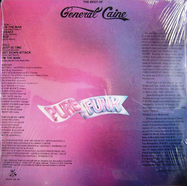 General Caine - The Best Of General Caine (Pure Funk) (Vinyl, LP, Compilation) Very Good (VG) / Very Good (VG)