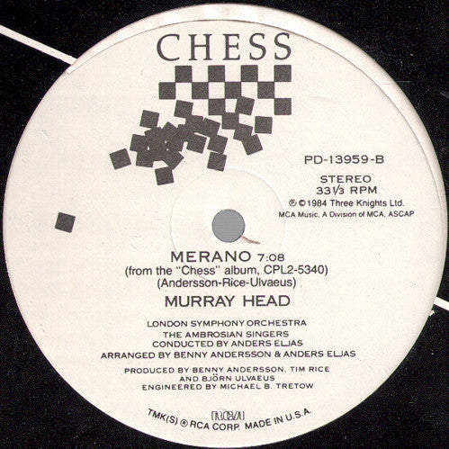 Murray Head - One Night In Bangkok (Vinyl, 12", 33 ⅓ RPM, Single, Stereo) Very Good (VG) / Good Plus (G+)