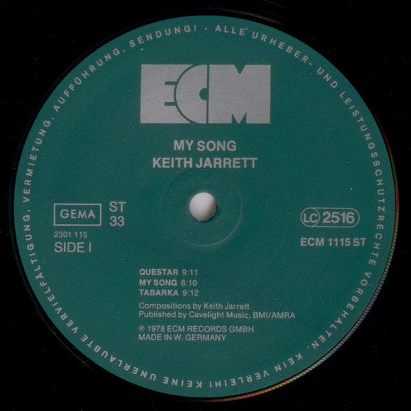 Keith Jarrett - My Song (Vinyl, LP, Album, Stereo) Very Good (VG) / Good Plus (G+)