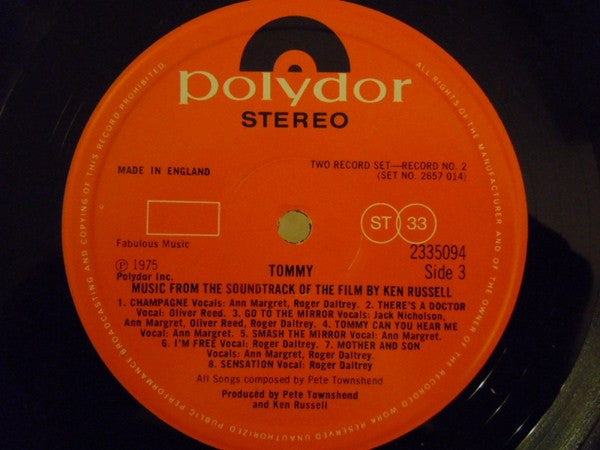 Various - Tommy (Original Soundtrack Recording) (2xVinyl, LP, Album) Very Good Plus (VG+) / Very Good (VG)