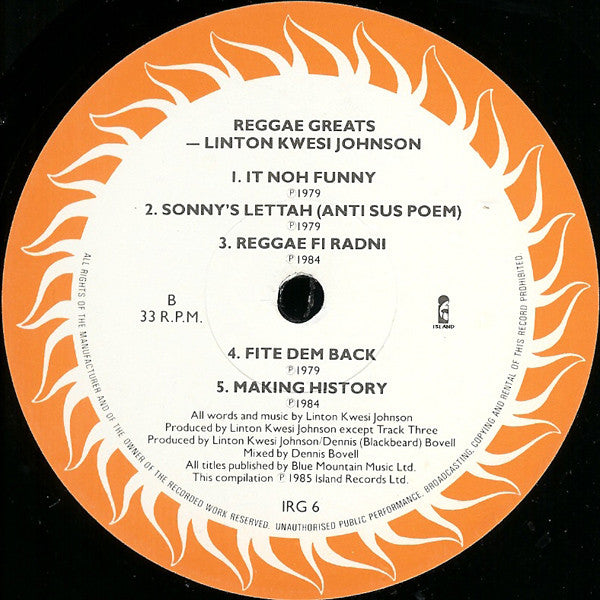 Linton Kwesi Johnson - Reggae Greats (Vinyl, LP, Album, Compilation)