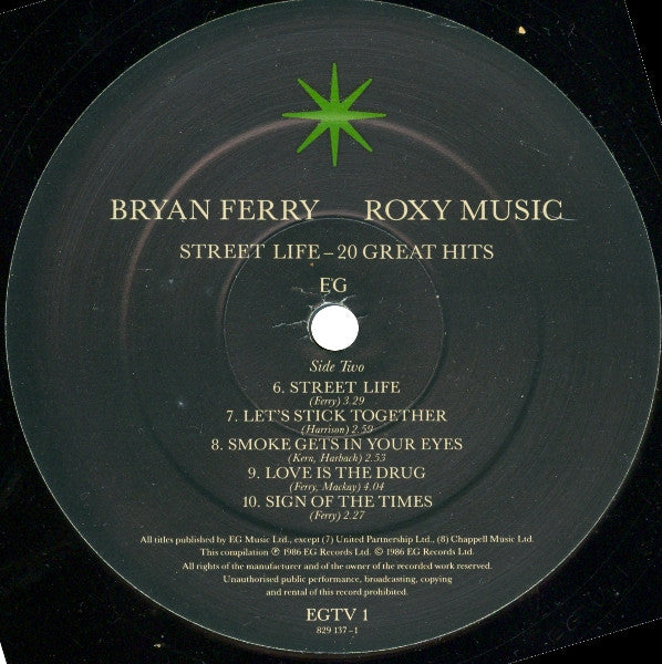 Bryan Ferry - Street Life - 20 Great Hits (2xVinyl, LP, Compilation, Remastered) Very Good (VG) / Very Good (VG)