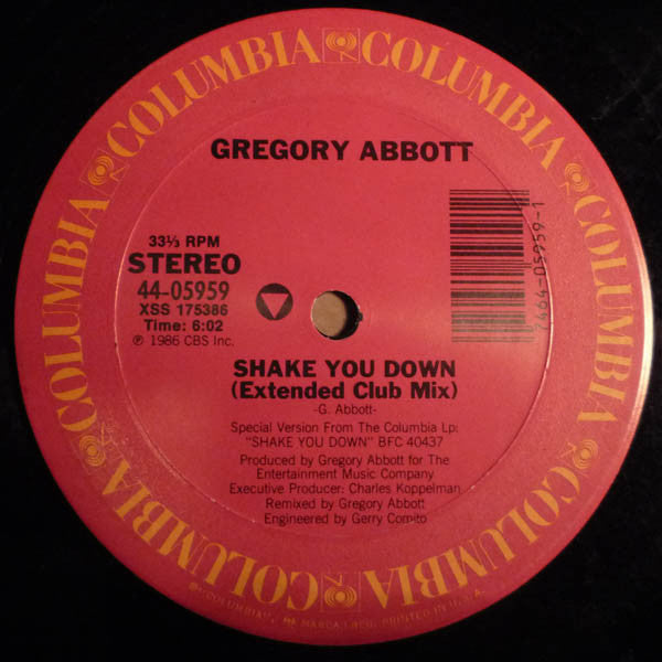 Gregory Abbott - Shake You Down (Vinyl, 12", 33 ⅓ RPM, Stereo) Very Good (VG) / Very Good (VG)