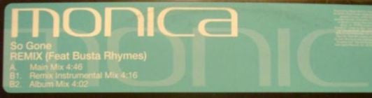 Monica - So Gone (Remix) (Vinyl, 12") Very Good (VG) / Very Good (VG)