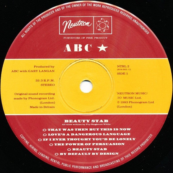 ABC - Beauty Stab (Vinyl, LP, Album, Stereo) Very Good Plus (VG+) / Very Good Plus (VG+)