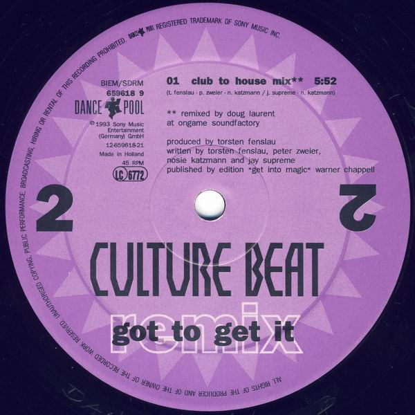 Culture Beat - Got To Get It (Remix) (2xVinyl, 12", 45 RPM) Very Good (VG) / Very Good Plus (VG+)