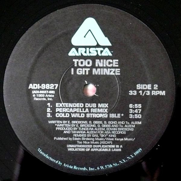 Too Nice - I Git Minze (Vinyl, 12", 33 ⅓ RPM) Very Good Plus (VG+) / No Cover