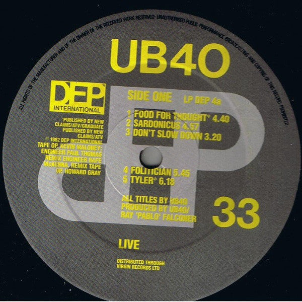 UB40 - Live (Vinyl, LP, Album)