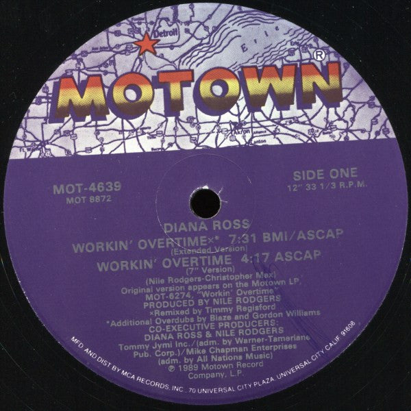 Diana Ross - Workin' Overtime (Vinyl, 12", 33 ⅓ RPM) Very Good Plus (VG+) / Very Good Plus (VG+)