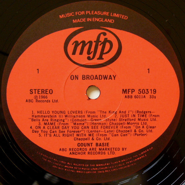 Count Basie - On Broadway (Vinyl, LP, Album, Reissue) Very Good Plus (VG+) / Very Good Plus (VG+)