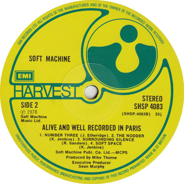 Soft Machine - Alive And Well Recorded In Paris (Vinyl, LP, Album) Very Good (VG) / Good (G)