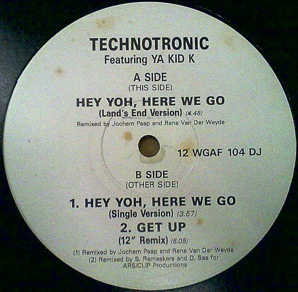 Technotronic - Hey Yoh, Here We Go (Vinyl, 12", Promo, 45 RPM) Good Plus (G+) / Very Good (VG)