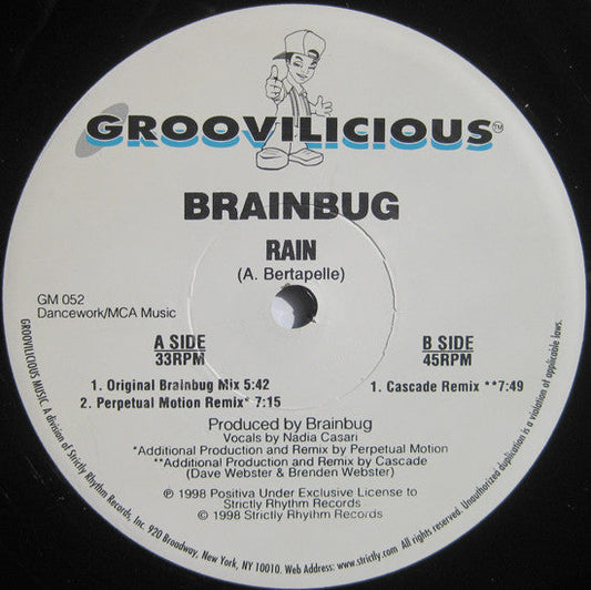 Brainbug - Rain (Vinyl, 12") Very Good Plus (VG+) / Very Good Plus (VG+)