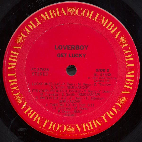 Loverboy - Get Lucky (Vinyl, LP, Album) Very Good (VG) / Very Good (VG)