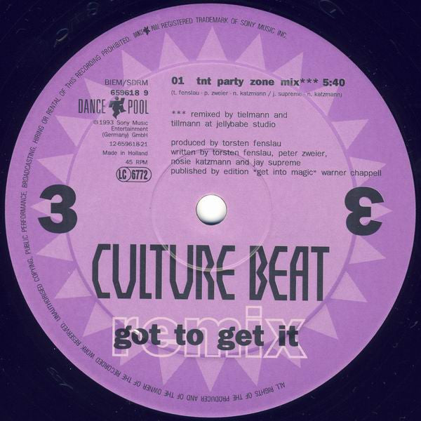 Culture Beat - Got To Get It (Remix) (2xVinyl, 12", 45 RPM) Very Good (VG) / Very Good Plus (VG+)