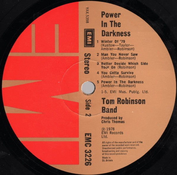 Tom Robinson Band - Power In The Darkness (Vinyl, LP, Album, Stereo) Very Good (VG) / Very Good (VG)