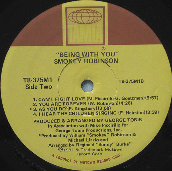 Smokey Robinson - Being With You (Vinyl, LP, Album, Stereo) Very Good (VG) / Good Plus (G+)