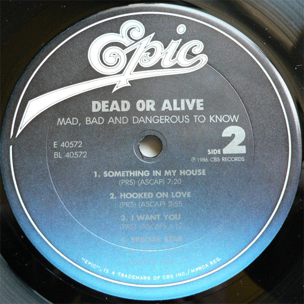Dead Or Alive - Mad, Bad And Dangerous To Know (Vinyl, LP, Album, Stereo) Very Good (VG) / Very Good Plus (VG+)