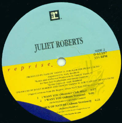 Juliet Roberts - I Want You (Vinyl, 12", 33 ⅓ RPM) Very Good Plus (VG+) / Very Good (VG)
