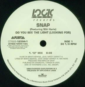 Snap! - Do You See The Light (Looking For) (Vinyl, 12", 33 ⅓ RPM) Very Good Plus (VG+) / Very Good Plus (VG+)
