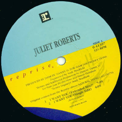 Juliet Roberts - I Want You (Vinyl, 12", 33 ⅓ RPM) Very Good Plus (VG+) / Very Good (VG)