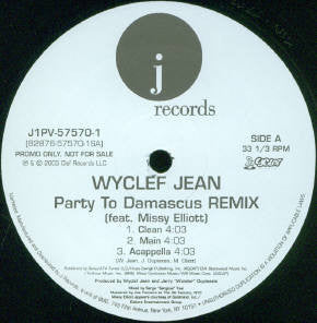 Wyclef Jean - Party To Damascus (Remix) (Vinyl, 12", Promo) Very Good Plus (VG+) / Very Good Plus (VG+)