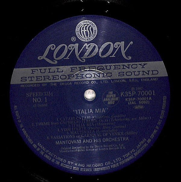 Mantovani And His Orchestra - Italia Mia (Vinyl, LP, Reissue, Stereo) Very Good (VG) / Good Plus (G+)