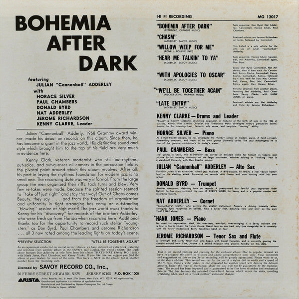 Cannonball Adderley - Bohemia After Dark (Vinyl, LP, Album, Reissue, Mono) Very Good Plus (VG+) / Very Good (VG)