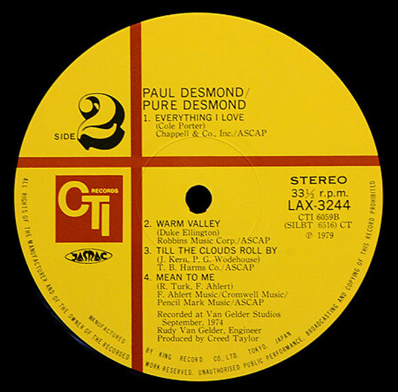 Paul Desmond - Pure Desmond (Vinyl, LP, Album, Limited Edition, Rei...