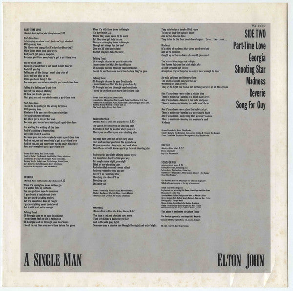 Elton John - A Single Man (Vinyl, LP, Album, Stereo)
