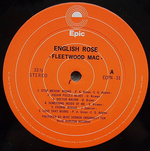 Fleetwood Mac - English Rose (Vinyl, LP, Album, Reissue) Very Good Plus (VG+) / Very Good (VG)