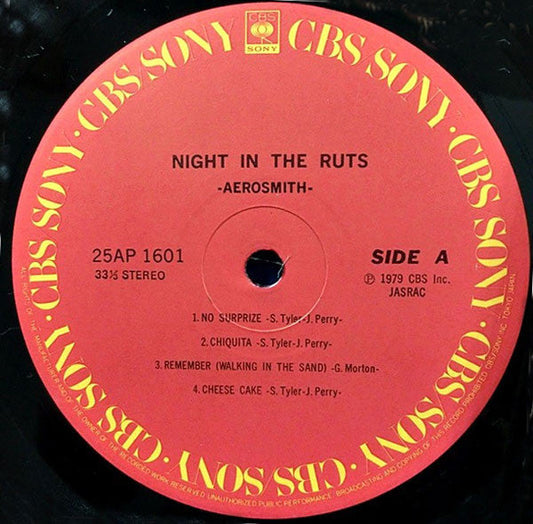 Aerosmith - Night In The Ruts (Vinyl, LP, Album) Very Good Plus (VG+) / Very Good Plus (VG+)